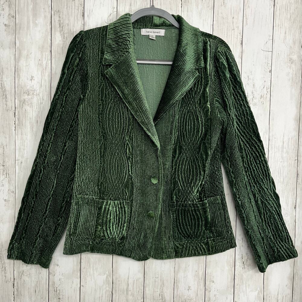 Harve Benard Emerald Green Velvet Blazer Dark Academia 90s Gothic Boho 10